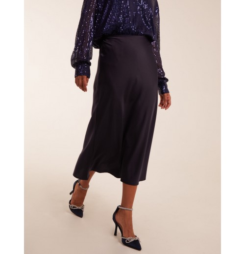 Satin Bias Midi Skirt