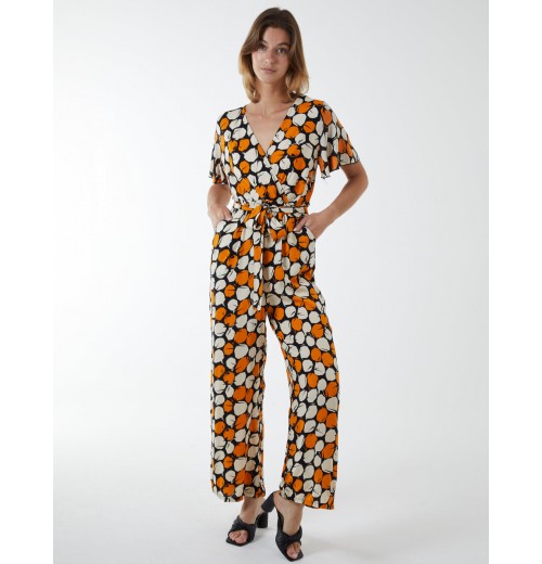 Abstract Honeycomb Cross Over Jumpsuit