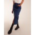 High Rise Denim Midi Skirt