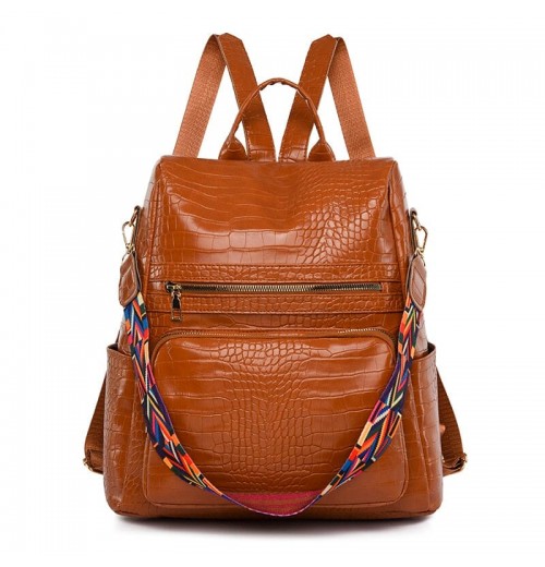 Faux Leather Laptop Backpack Women's